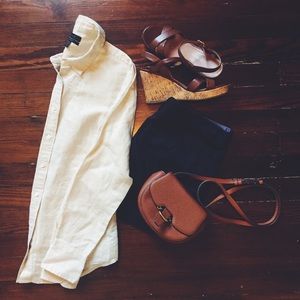 JCrew perfect shirt in linen, Size 4